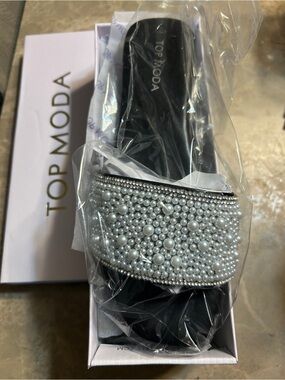 TOP Moda Black PU Slide Sandal